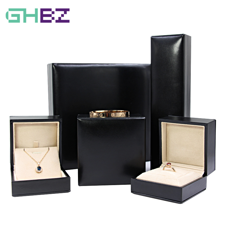 黑色高档PU皮珠宝首饰包装盒欧式创意求婚戒指耳钉盒项链手镯盒