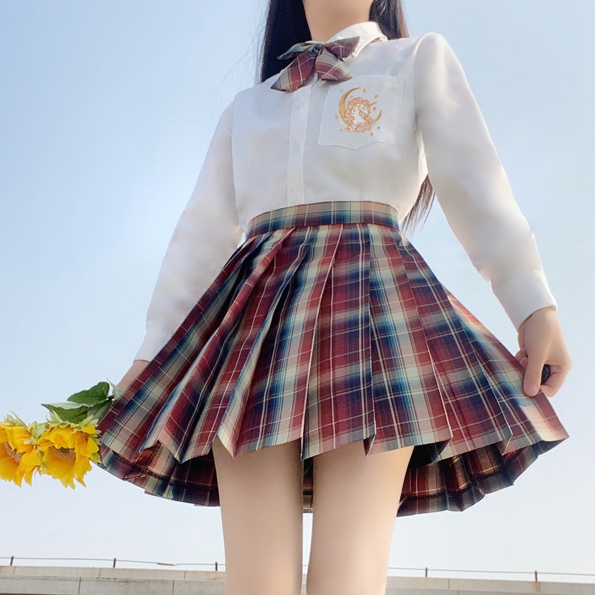 鸾心 原创jk制服格裙女夏季学生现货红格子学生格裙大码裙子