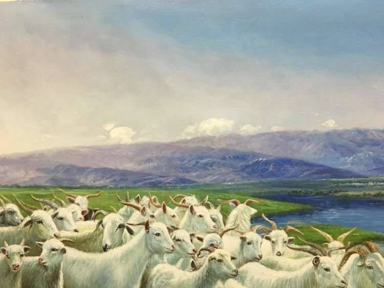 曾木泉《羊群》布面油画