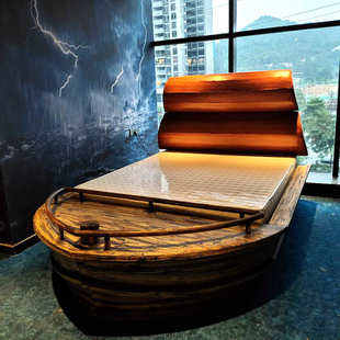 水床****床民宿家具酒店床轻奢精品公寓电动床主题宾馆海盗船型床