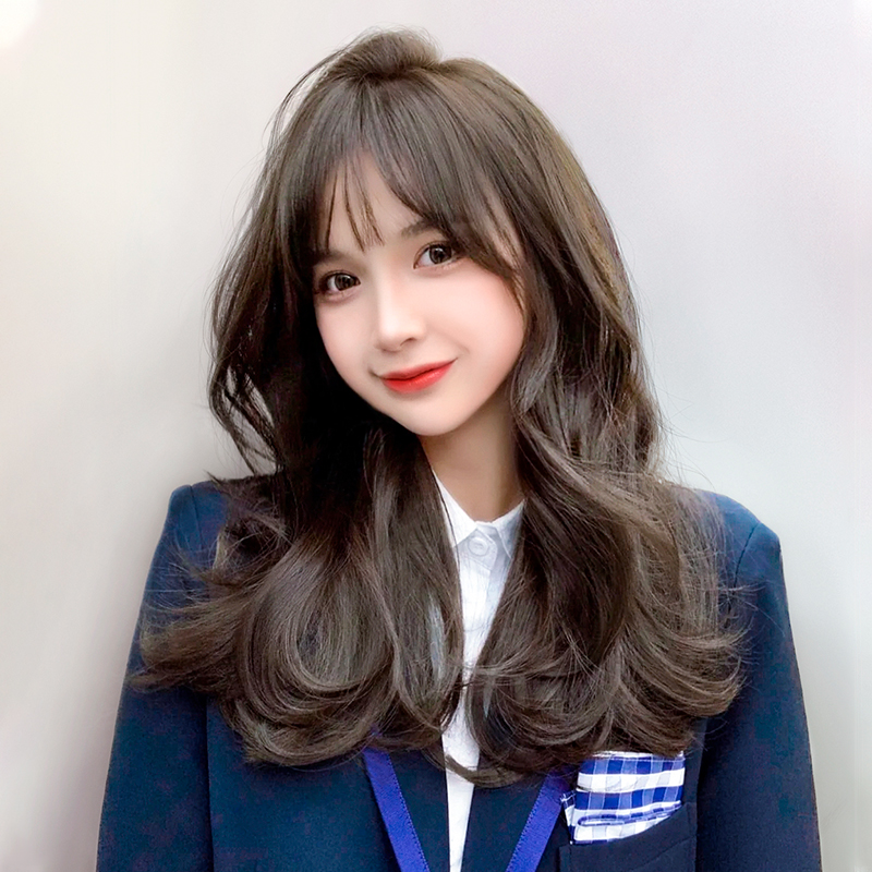 假发女中长发网红长卷发仿真人发丝自然全头套式圆脸
