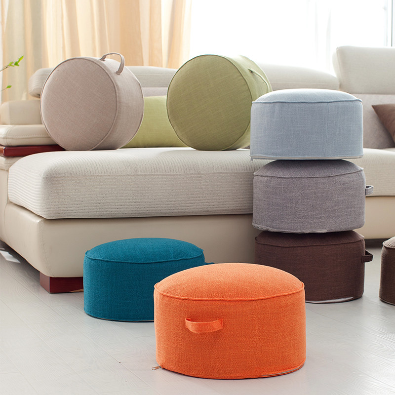 宜家_蒲团坐垫地板棉麻榻榻米家用宜家茶道可拆洗布艺加厚圆形坐墩