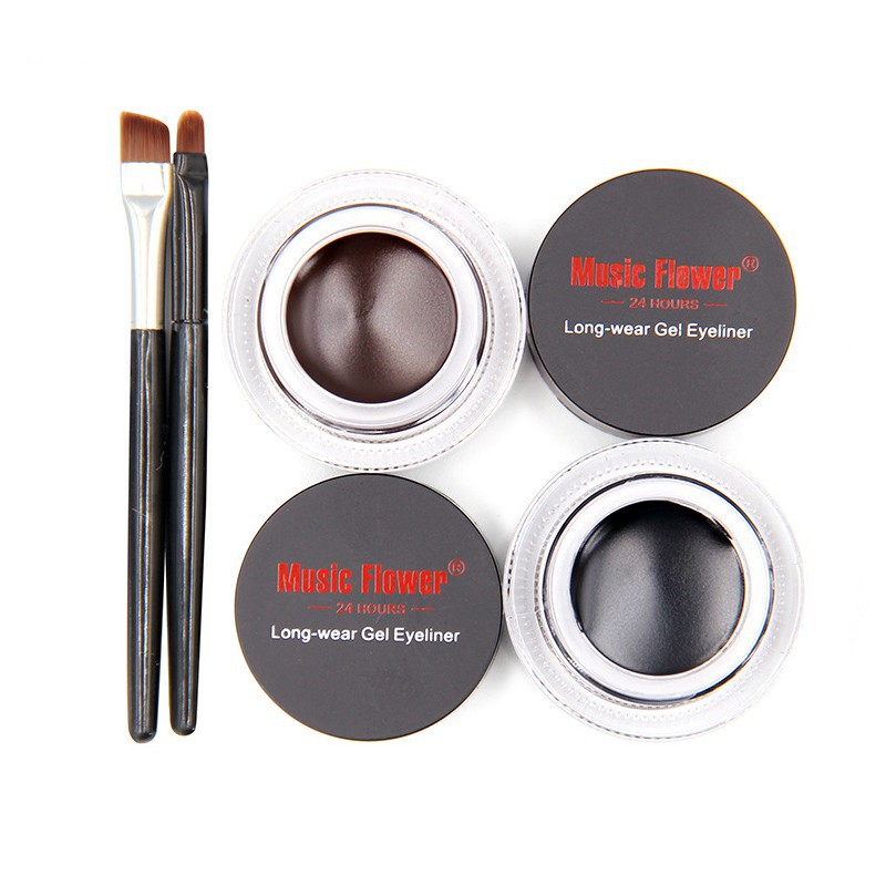 musicflower黑色棕色眼线膏 双色套装眉膏拉丁舞台妆特效显色防水