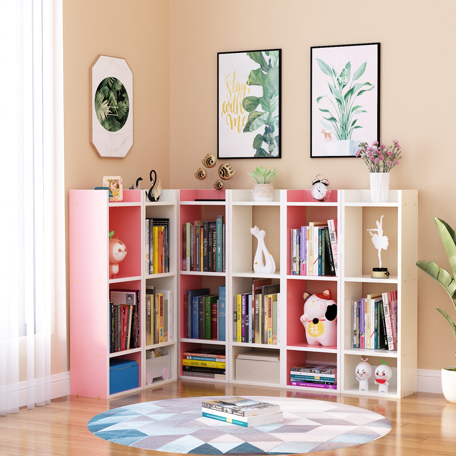 儿童书架落地靠墙书柜小型客厅简易收