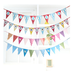 木马三角纸旗儿童周岁生日派对装饰布置用品百日宴双满月彩旗拉条