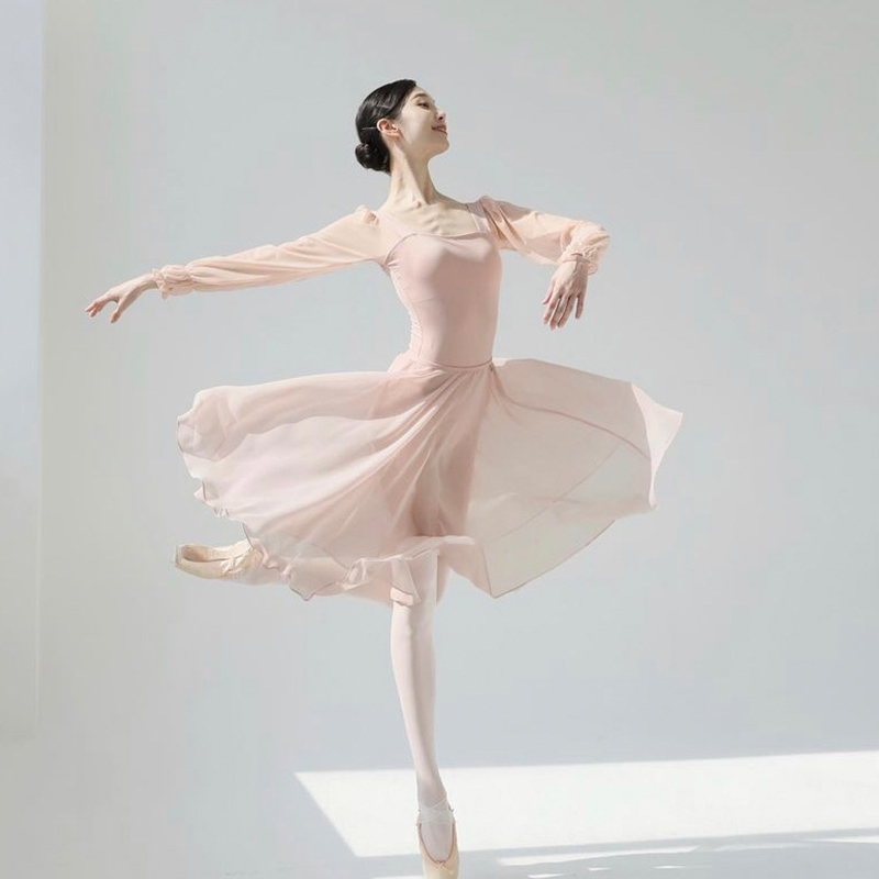 现货成人形体体操服半裙纱裙古典飘逸芭蕾舞练功服舞蹈服半身裙女