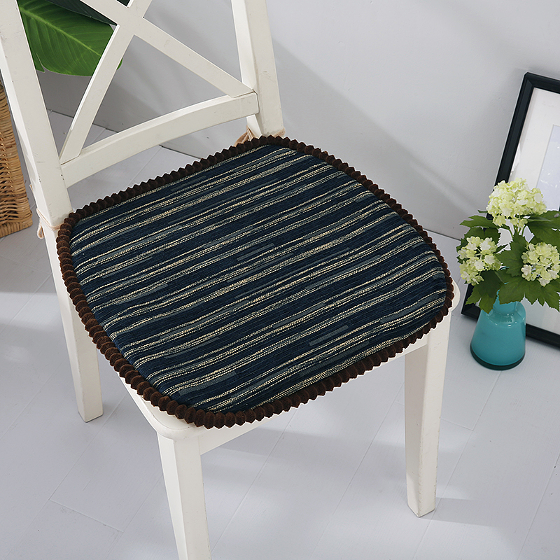 雪尼尔欧式餐椅垫中式实木椅条纹布艺板凳椅子垫中号餐桌椅坐垫子