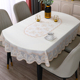 椭圆形餐桌布高端可折叠伸缩桌桌布免洗防水防油蕾丝PVC台布新款