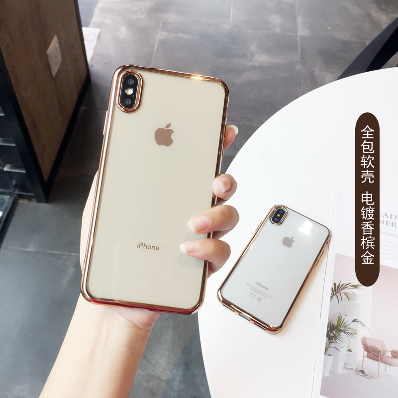 iphone11pro max手机壳适用于苹果Xs XR香槟金电镀壳8 7p透明防摔