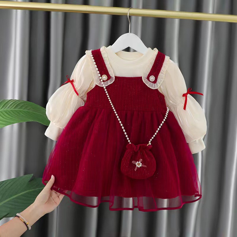 宝宝一周岁衣服女童抓周礼服女婴儿喜庆两件套装洋气仙女公主套裙