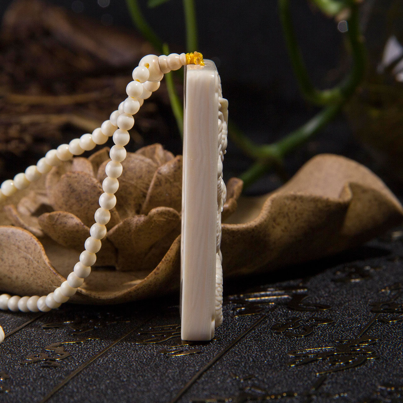 猛犸牙 【龙凤戏珠】 牙牌挂件 38g yd04032