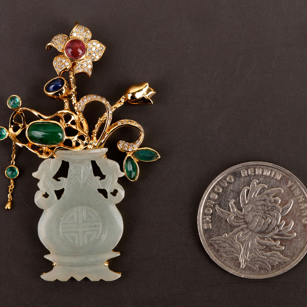 【金镶玉】明末清初和田玉料 18k黄金 玉壶春 7.775克 00417