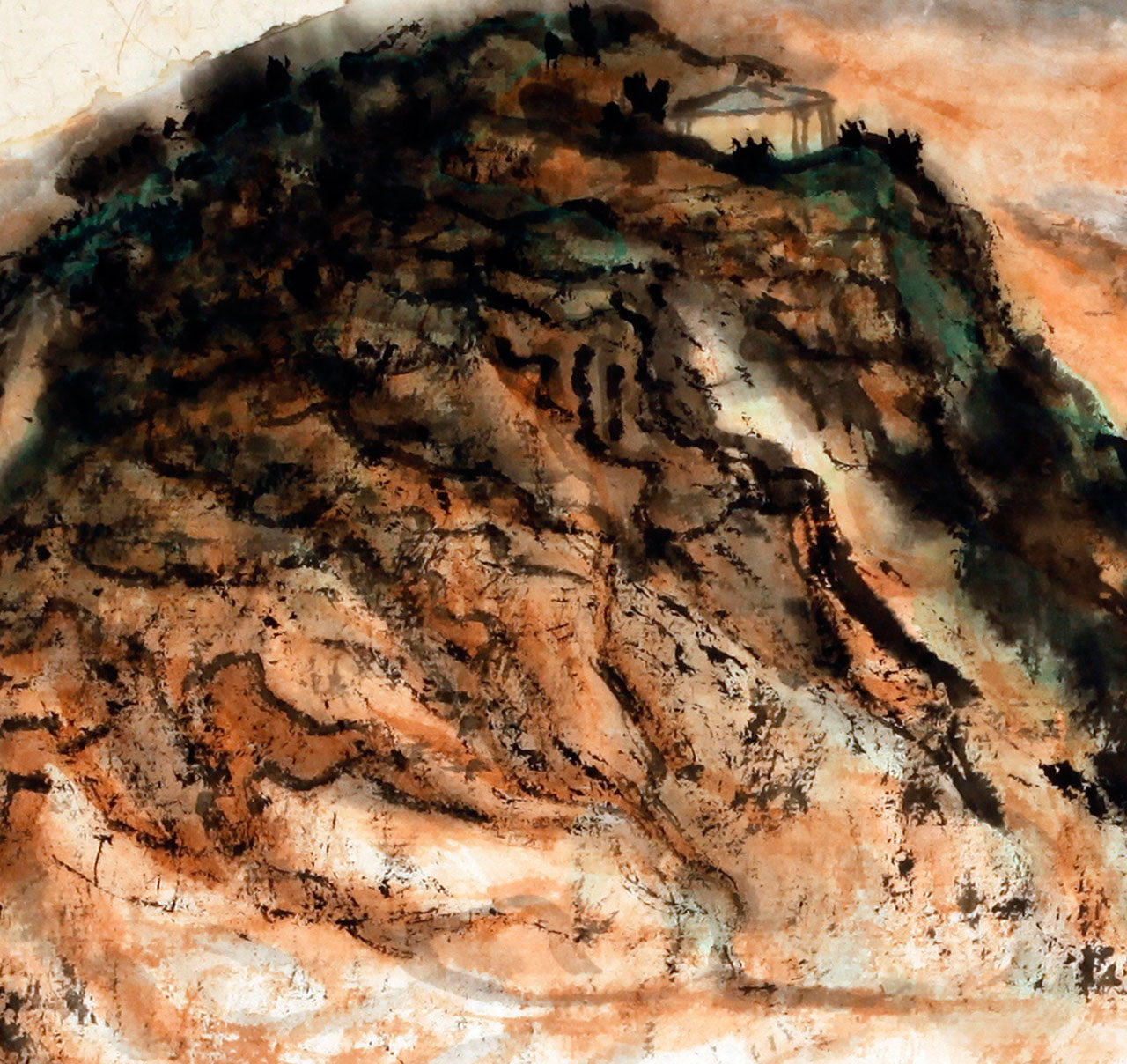 万军《山水扇面》 中国人民艺术研究院专职画家 10689