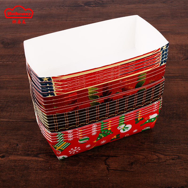 厂家直销出口品质硬质耐高温纸盒面包盒热狗泡芙烘焙模具10只装