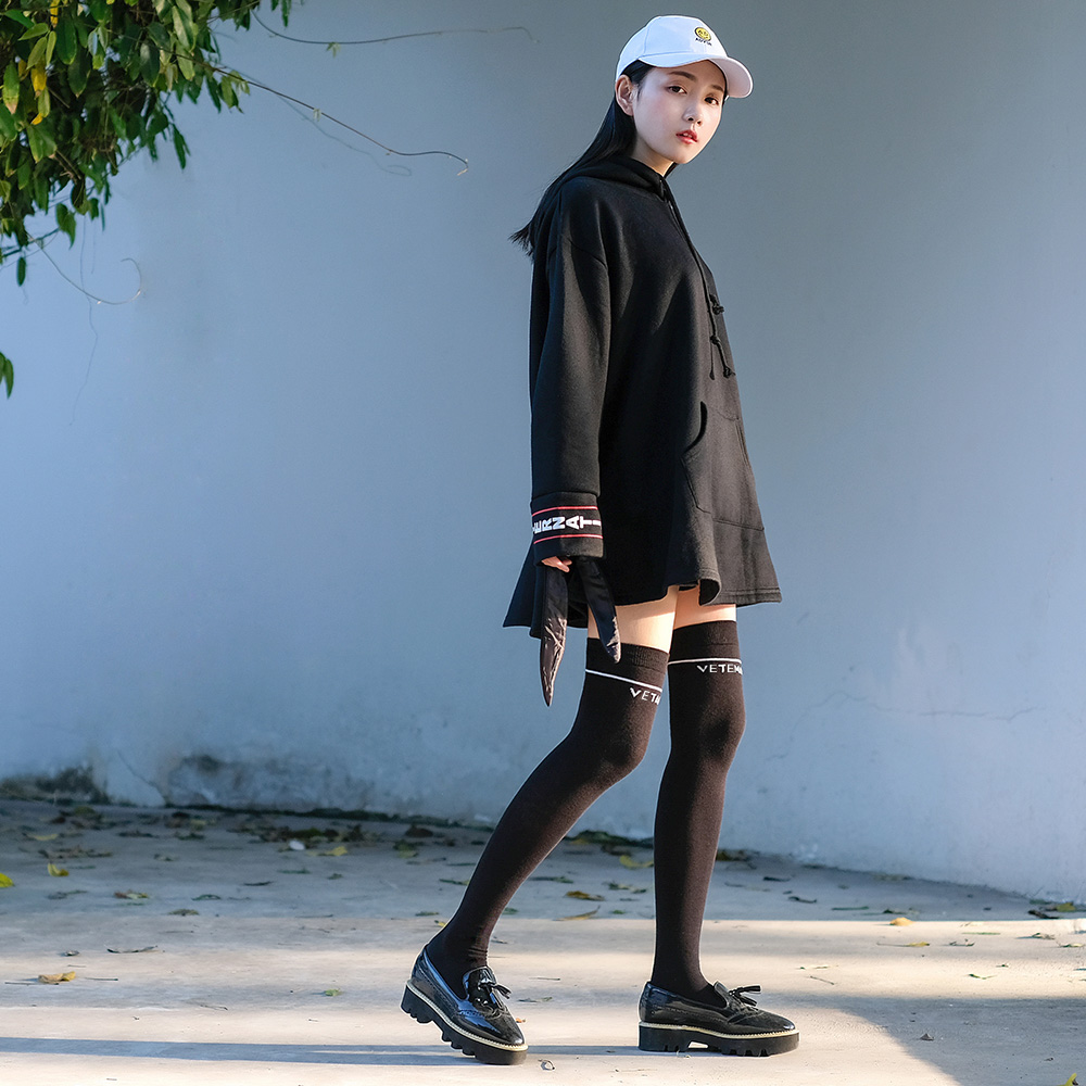 韩国字母大腿袜高筒袜过膝袜性感显瘦长筒袜日系原宿堆堆袜子女潮