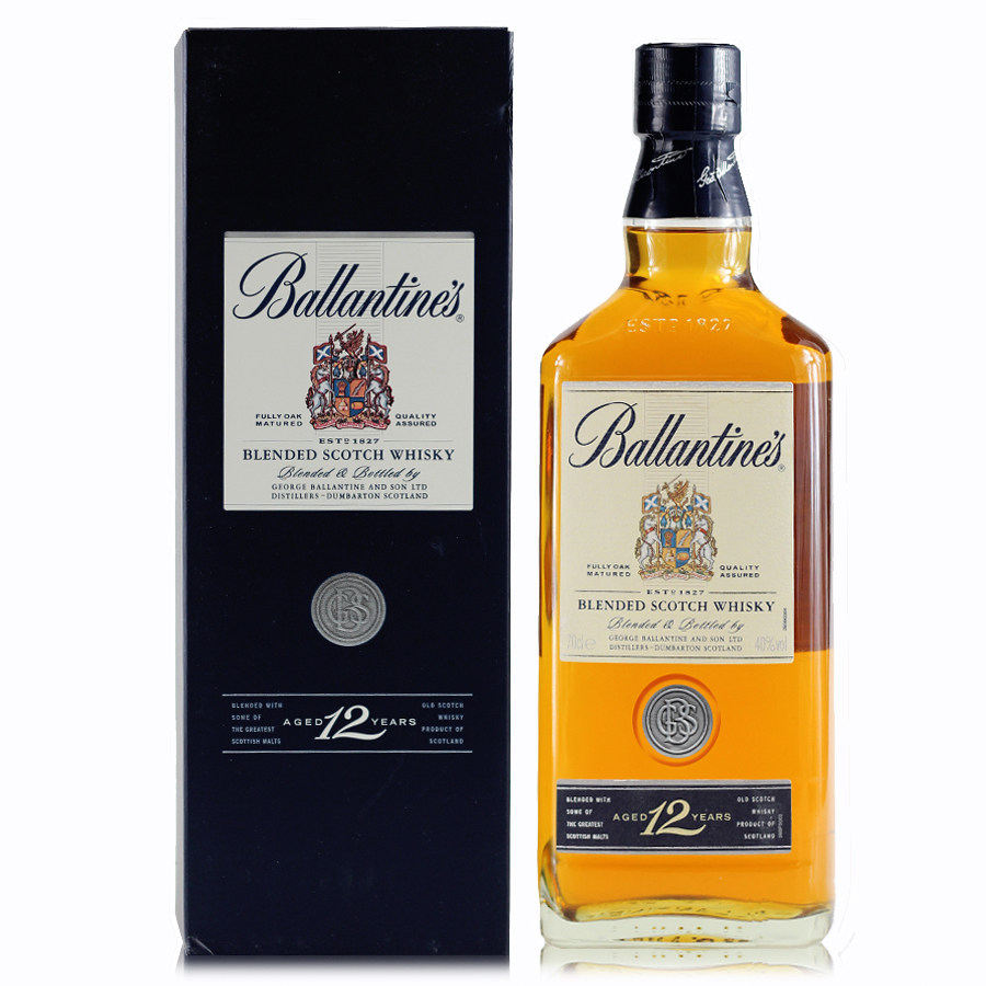 洋酒700ml百龄12年苏格兰威士忌英国进口ballantines威士忌