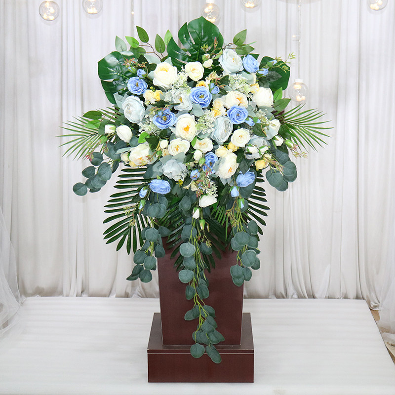 仿真桌花玫瑰花台花办公室装饰花艺商务酒店摆设演讲台会议桌花