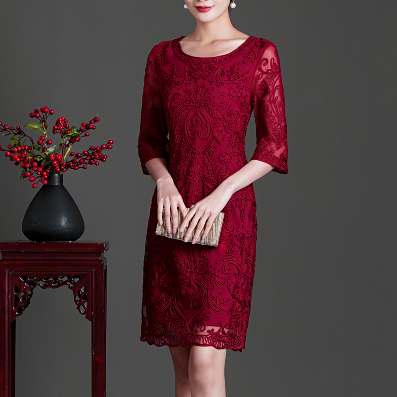 年轻喜婆婆婚宴春秋丈母娘嫁女儿高端婚礼妈妈礼服连衣裙高贵洋气