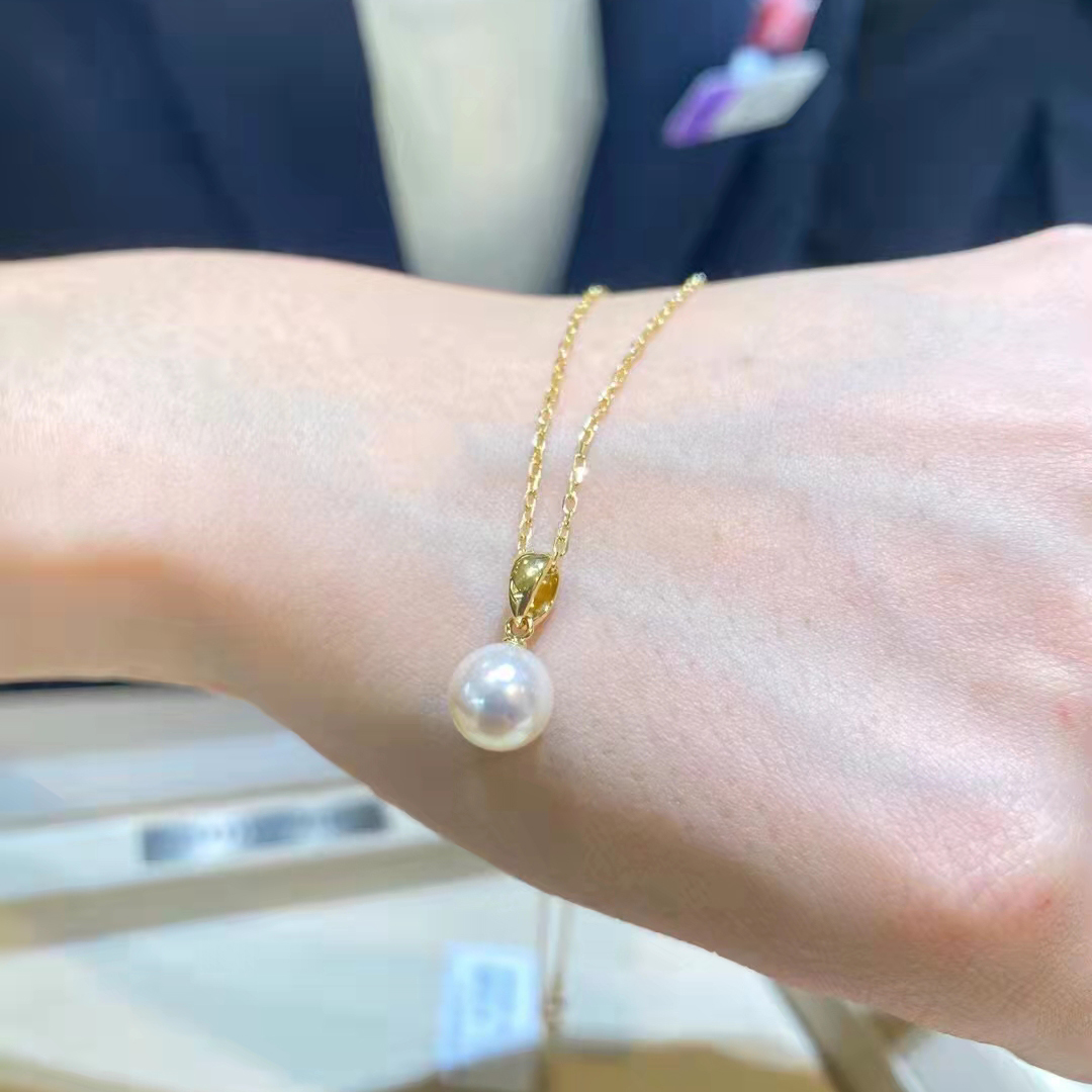 国内现货日本mikimoto御木本akoya珍珠吊坠项链k金锁骨链送女友