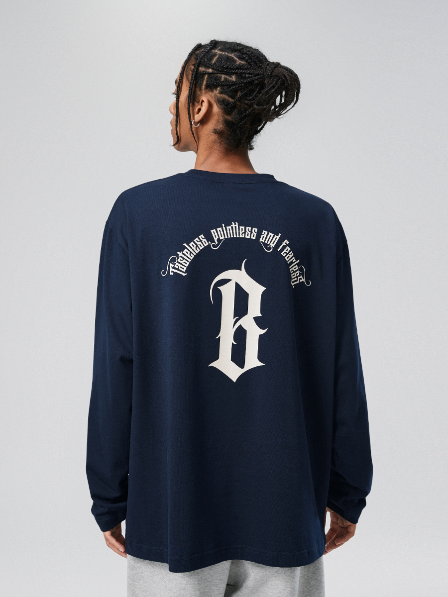 BONELESS Arc back Basics Typeface logo printing Long sleeve T-shirt American style High Street knitting Base coatin the Men's clothing, Sweater category - from Buy2taobao.com to provide professional Taobao agent buy service