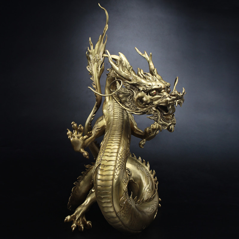 纯铜摆件龙腾虎跃装饰品摆设客厅玄关家居书房办公室铜龙收藏礼品