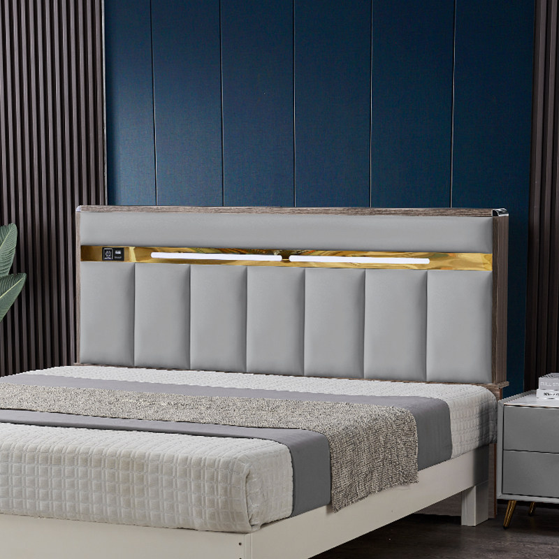 科技布床头板软包2021新款简约现代单买个落地靠背板智能床头带灯