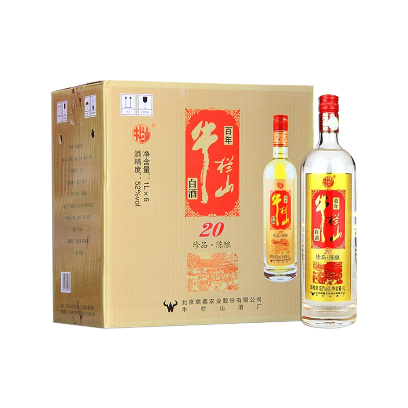 牛栏山土豪金红标 珍品陈酿20 二锅头52度浓香型白酒1000ml*6整箱