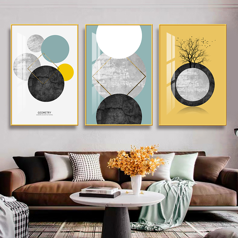 客厅装饰画北欧壁画沙发背景墙挂画三联组合轻奢现代简约餐厅墙画