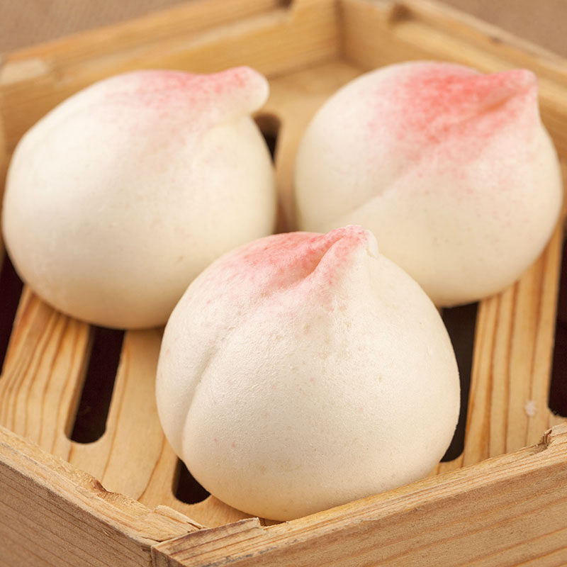 八记吉祥寿桃包潮汕包点老人祝寿生日面食点心寿桃包300g(12个)