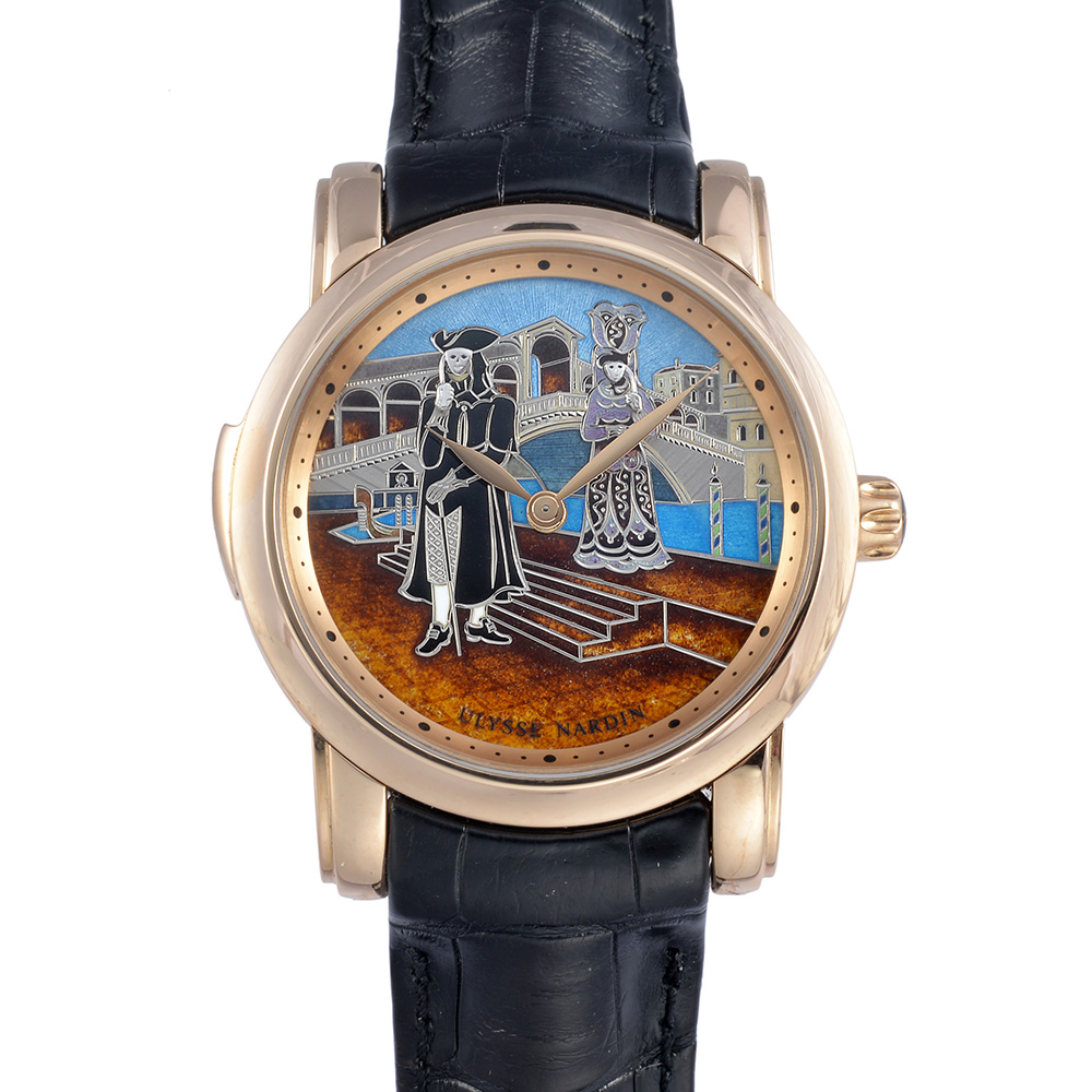 [即拍即得][9.5新]雅典限量版三问18k玫瑰金手动男表 高端好货