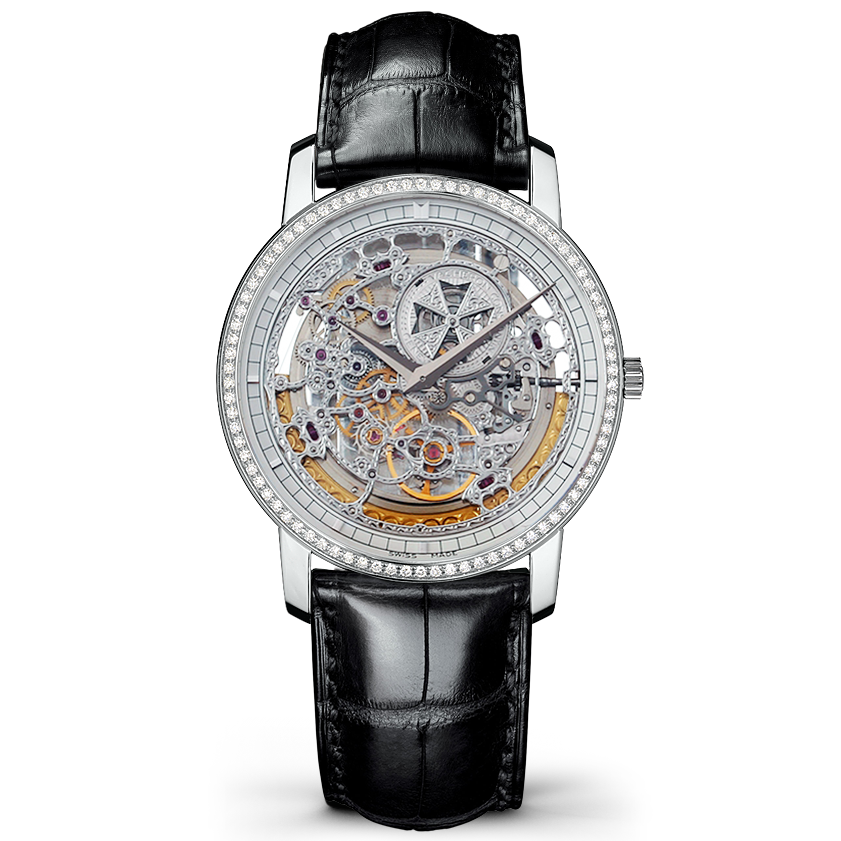 5新]江诗丹顿 18k白金镶钻自动机械镂空男表 参考公价约61.8万