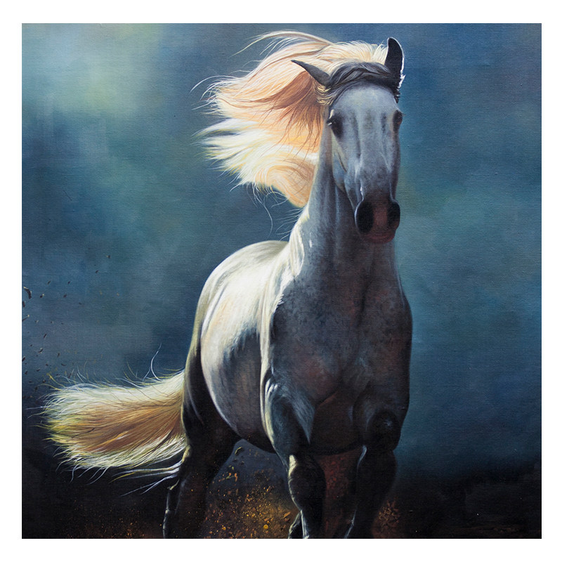 黄剑波 超写实精品油画《马到成功》 限量收藏级 实力派画家