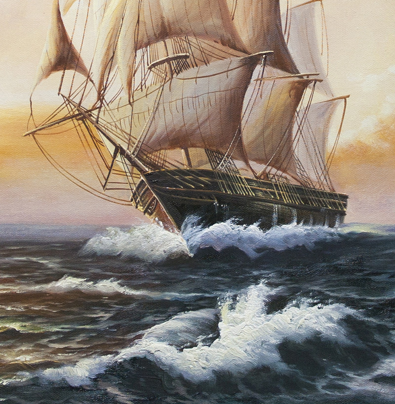 游春风《扬帆起航》写实精品油画