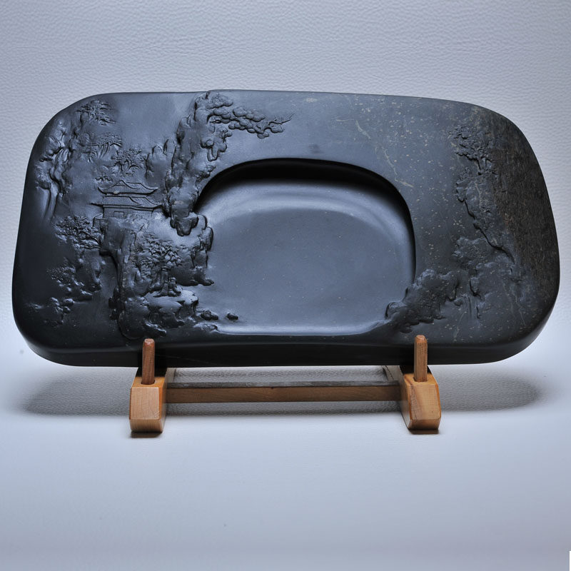 中国歙砚 山高不知寒 安徽省工艺美术大师汪德钦作品