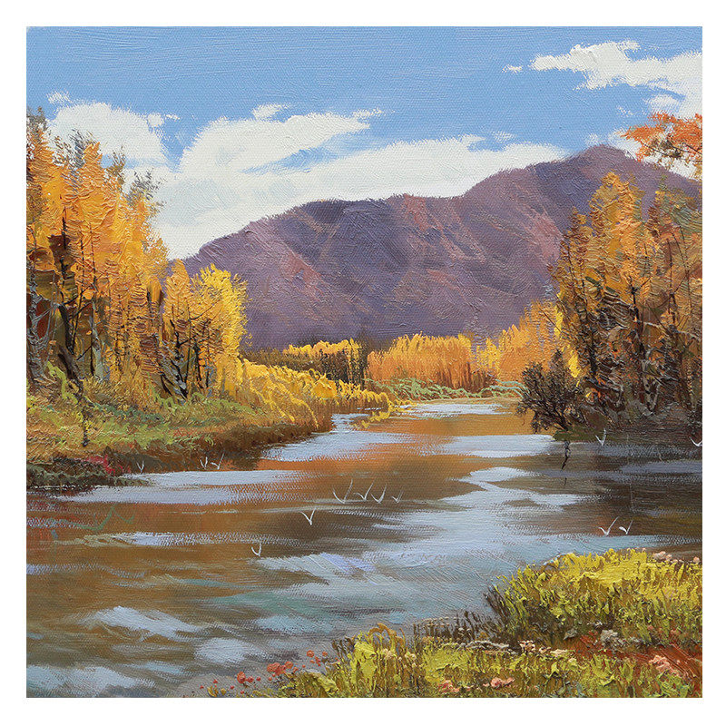 刘翔清《溪边景色》 布面油画