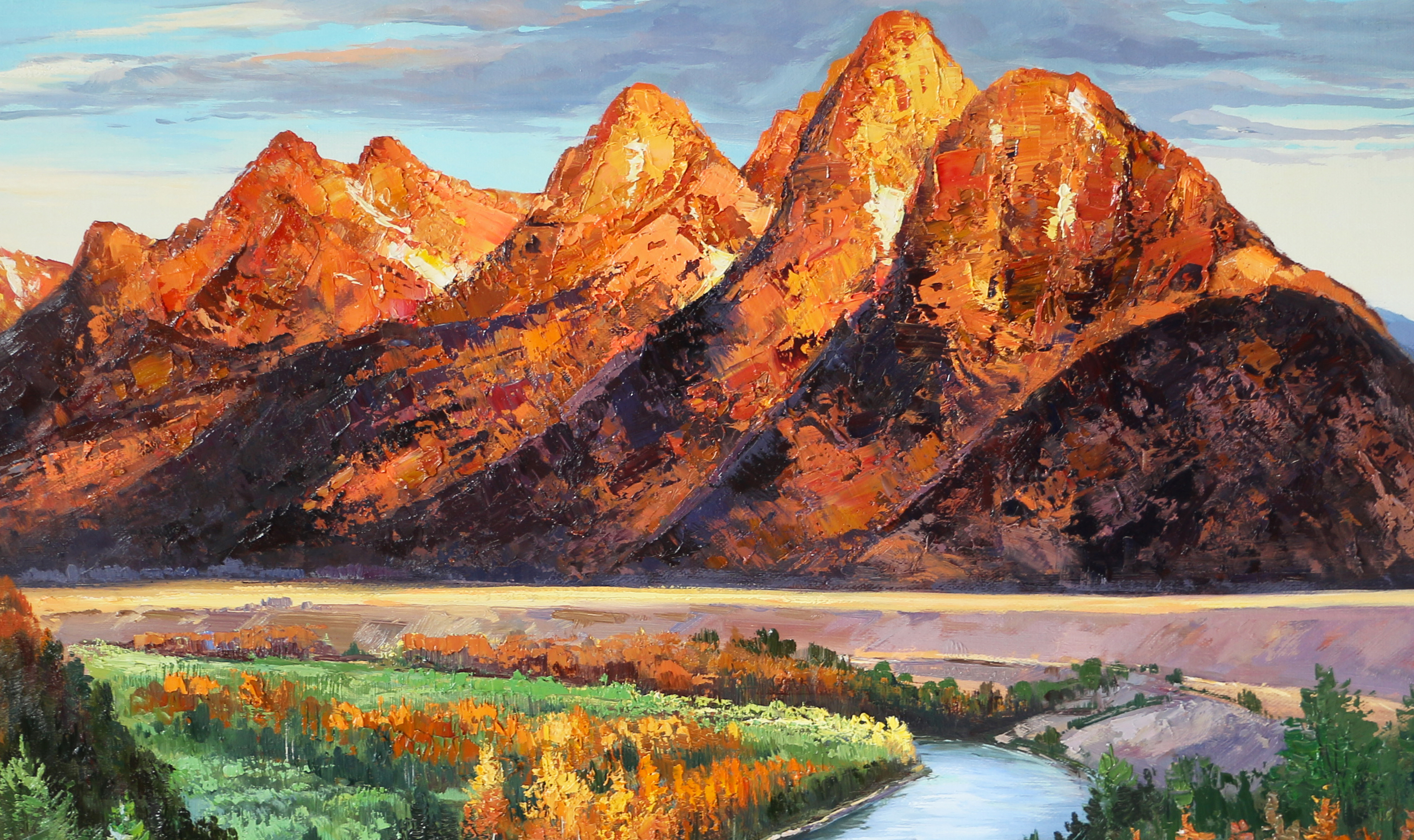 张洁《山中日出》 布面油画