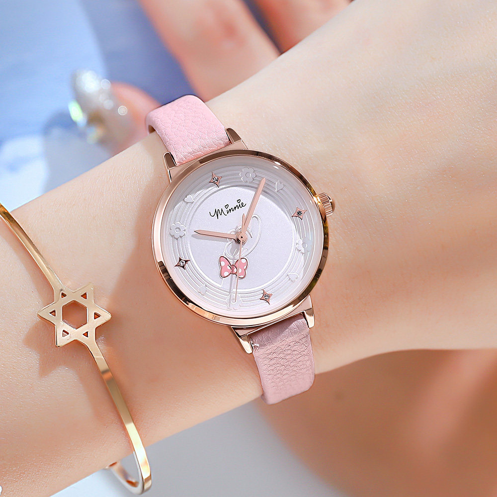 迪士尼手表女米妮细带小巧气质小清新学生简约气质中学生手表女生