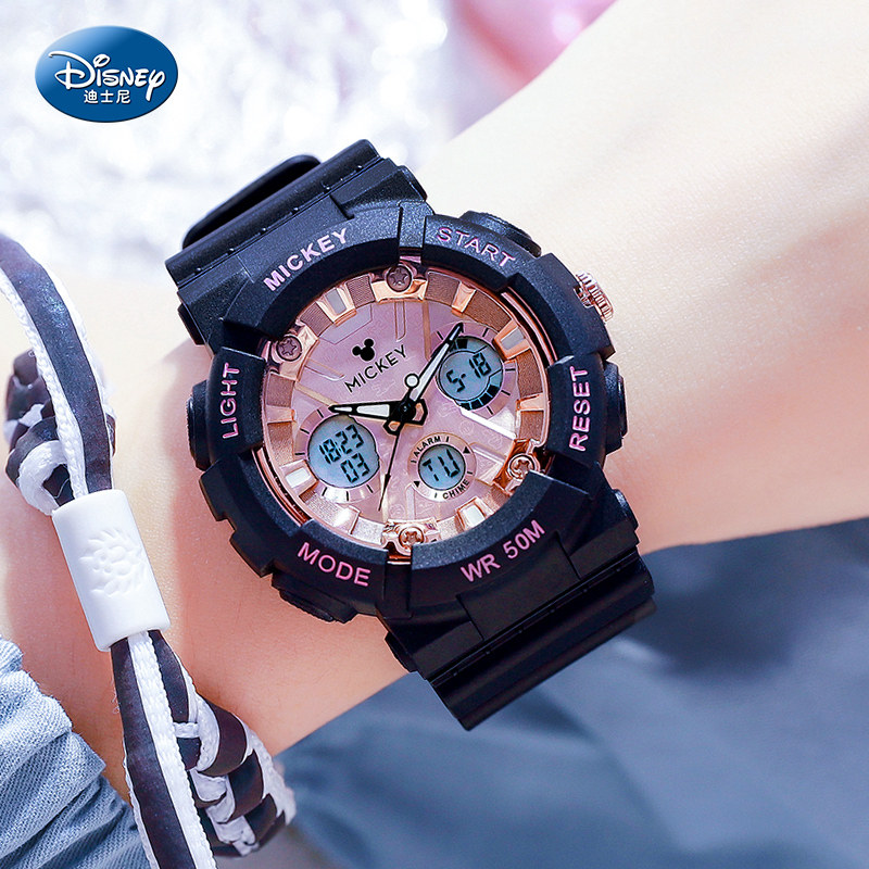 迪士尼手表女学生2021年新款联名独角兽运动防水初高中儿童电子表