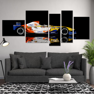 餐厅现代装饰套画大厅玄关壁画创意法拉利雷诺F1方程式赛车挂画