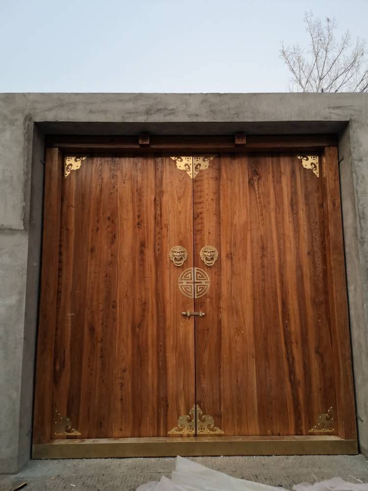 老榆木中式仿古进户门实木中式庭院门别墅定制双开门