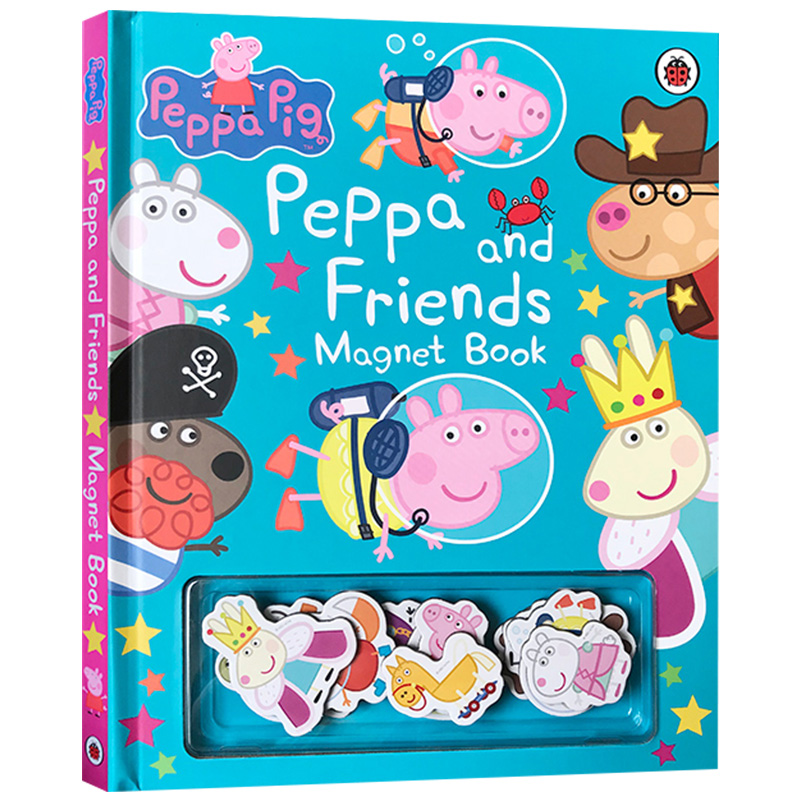 小猪佩奇和她的朋友们磁铁书 英文原版绘本 Peppa Pig and Friends Magnet Book 粉红猪小妹 原版幼儿英语启蒙纸板亲子互动游戏书