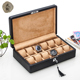 夭桃 碳纤维皮质手表盒木制机械表展示盒收藏收纳盒带锁商务礼品