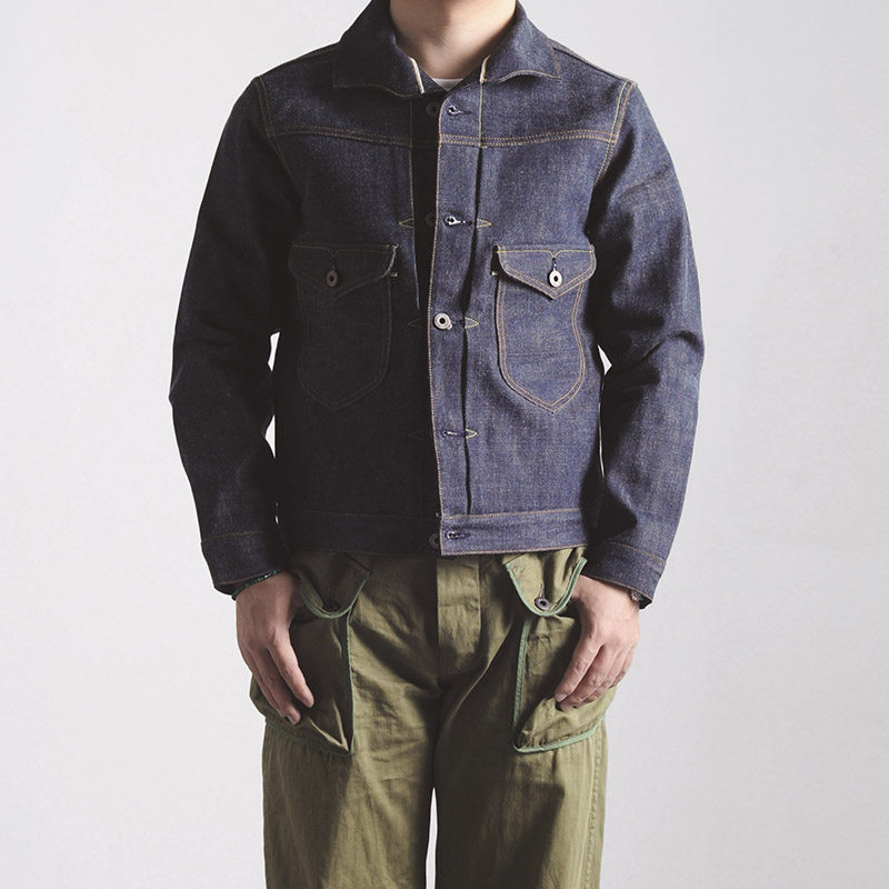 红风 牧牛者牛仔外套男宽松赤耳丹宁原牛秋装上衣复古夹克牛仔衣