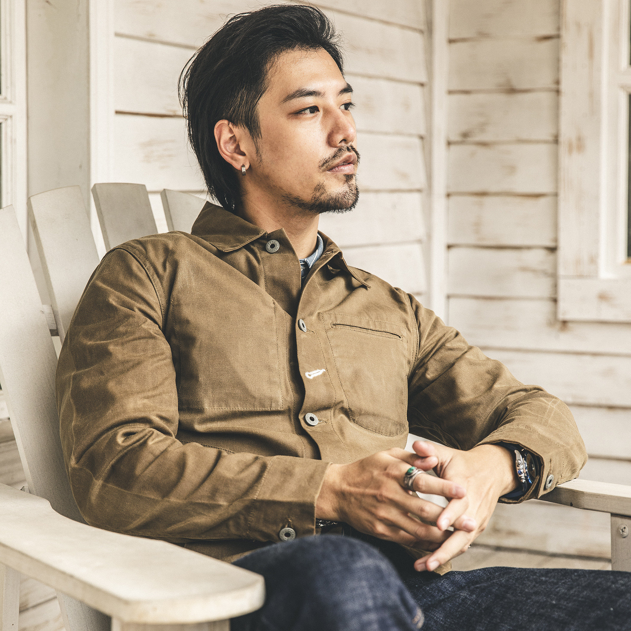 红风 美式复古工装油蜡夹克男秋季修身机车猎装帆布外套复刻rgt