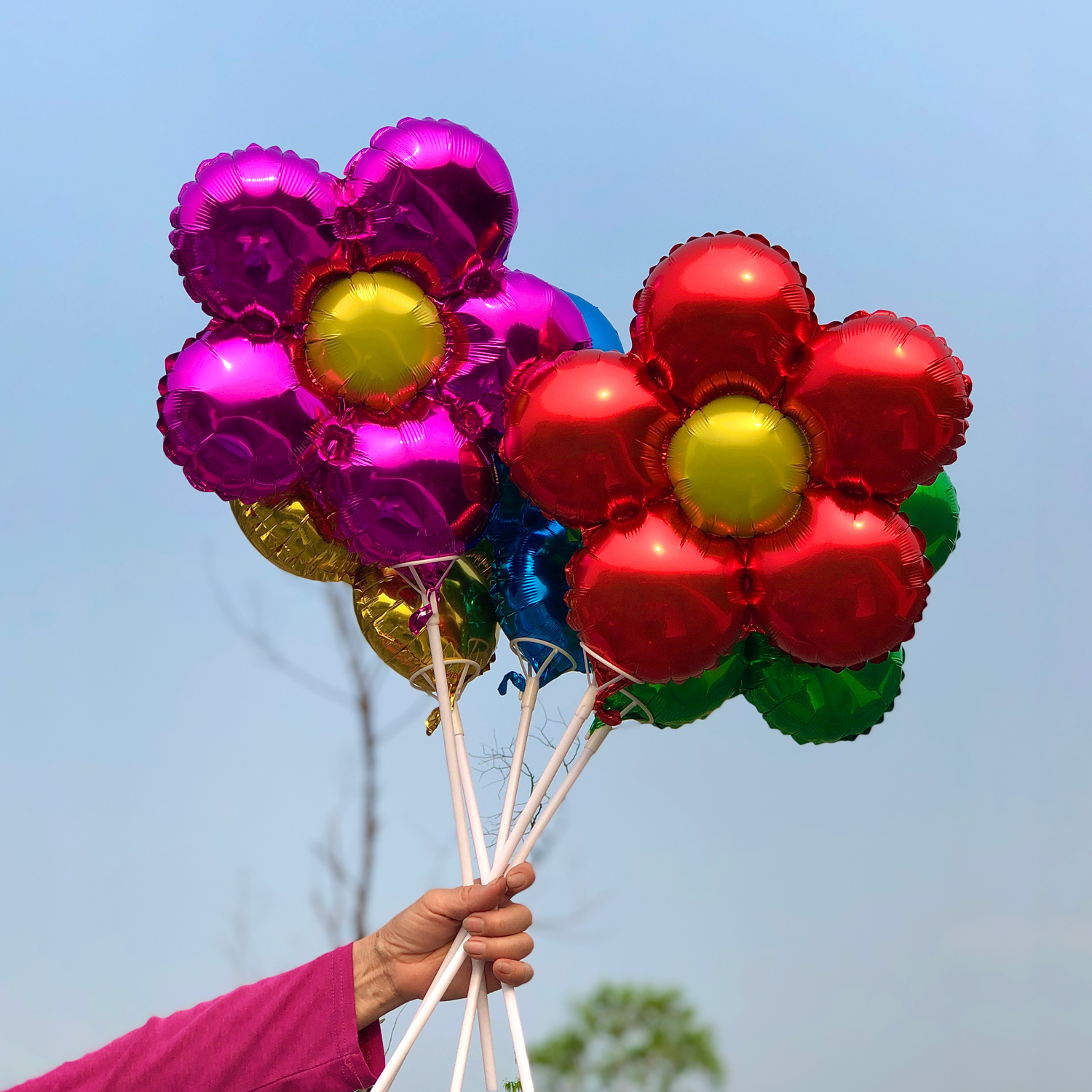 网红手持花花气球儿童无毒花朵花束充气玩具生日店铺装饰夜市摆摊