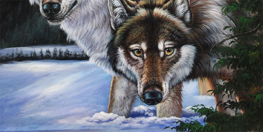 贺向华《狼群》布面油画