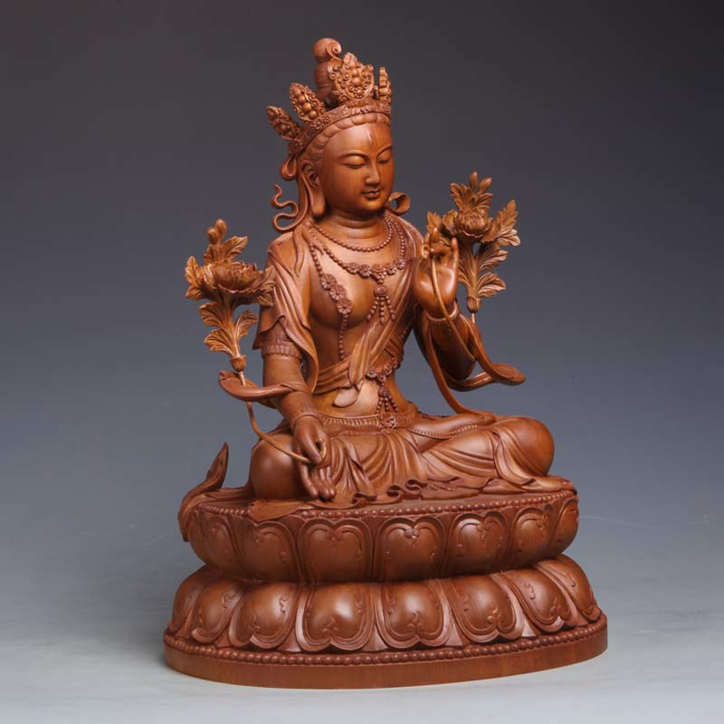 福建省工艺美术大师方阳航黄楠木雕摆件【白度母】密宗佛像