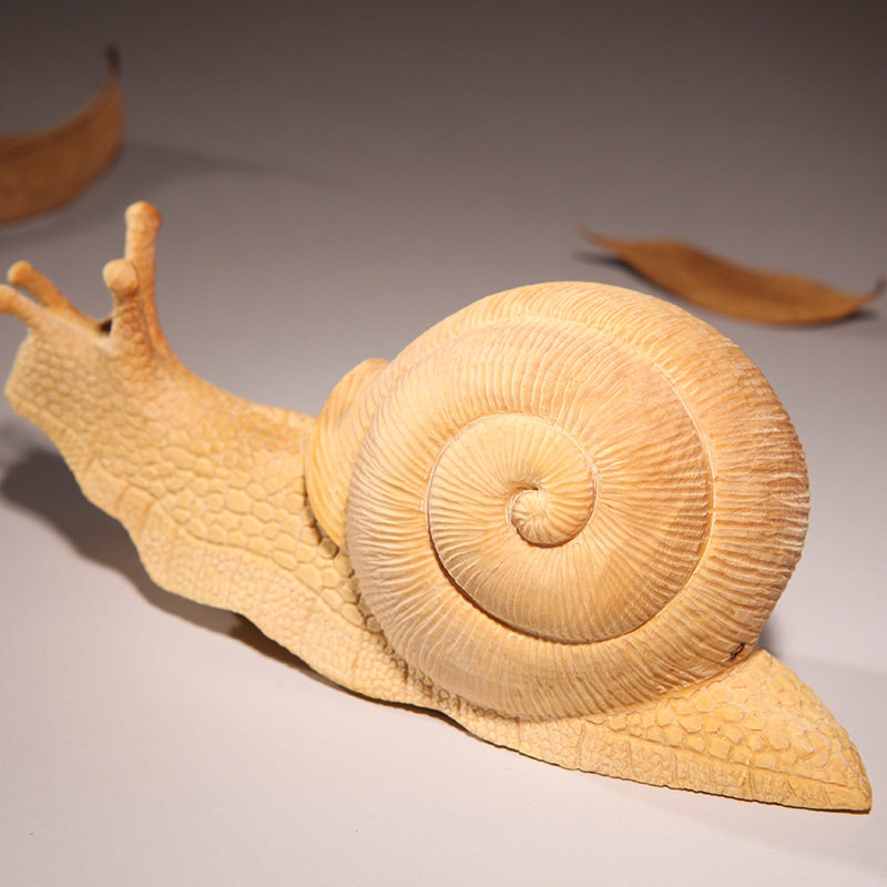 【蜗牛】天然珍稀原材湖北黄杨木手工精雕蜗牛手把件玩件