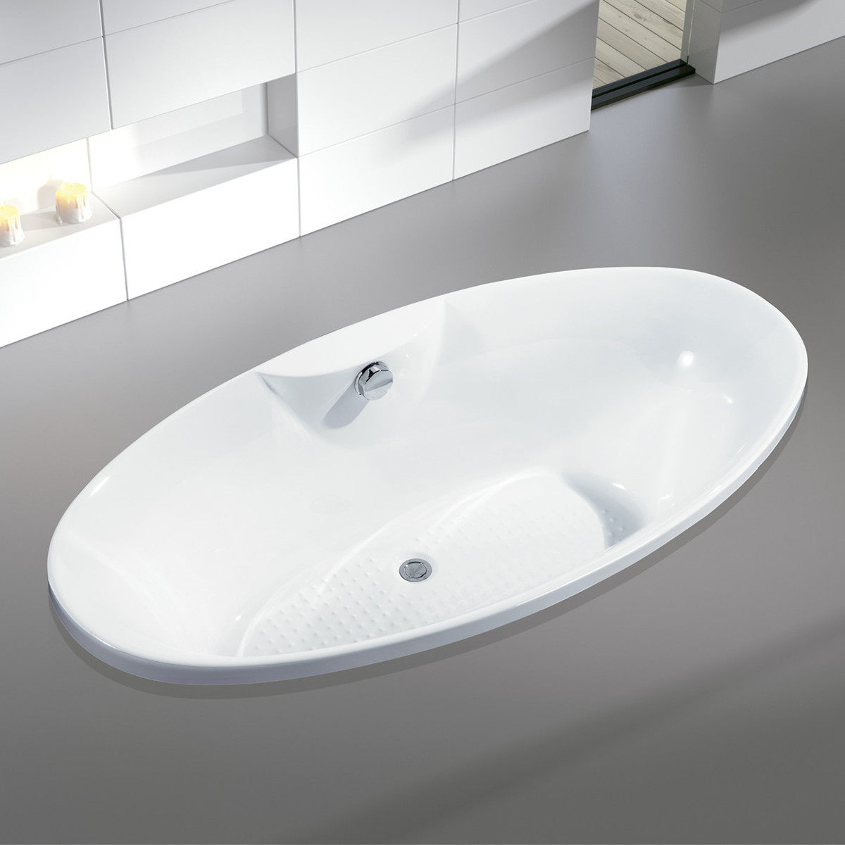 乐可意优质亚克力浴缸家用圆形多尺寸嵌入式普通简约成人泡澡浴池