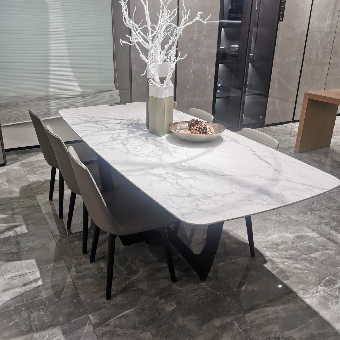 德利丰岩板餐桌 进口高端订制别墅马肚形2.2米设计师拉米娜长桌子